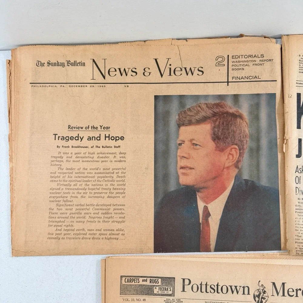 John F Kennedy Assassination‎ Newspaper 11/23/63 Philadelphia Inquirer Pottstown
